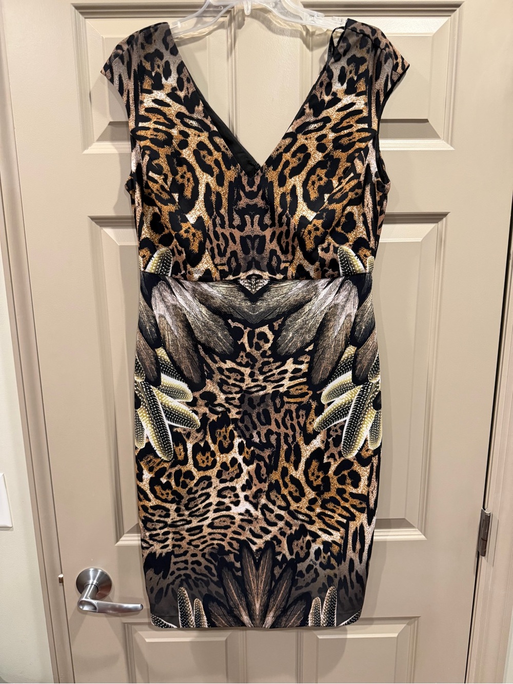 Like New. Worn Once Hale Bob Sleeveless V-Neck Animal Print Sheath Dress - Brown